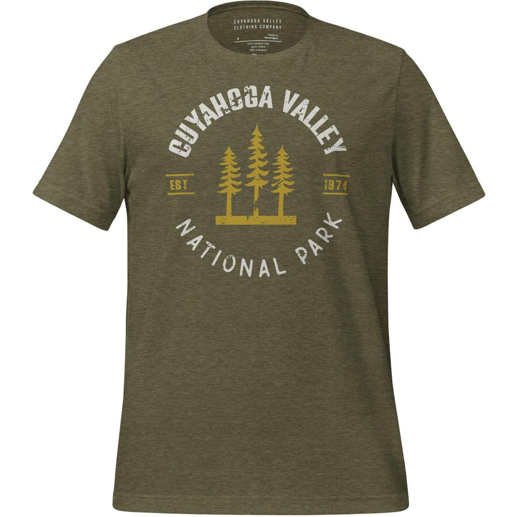 Cuyahoga Valley Clothing Company CVNP Tree-Shirt-Unisex - Clothing - Tops-Cuyahoga Valley Clothing Company-Heather Olive-S-Appalachian Outfitters