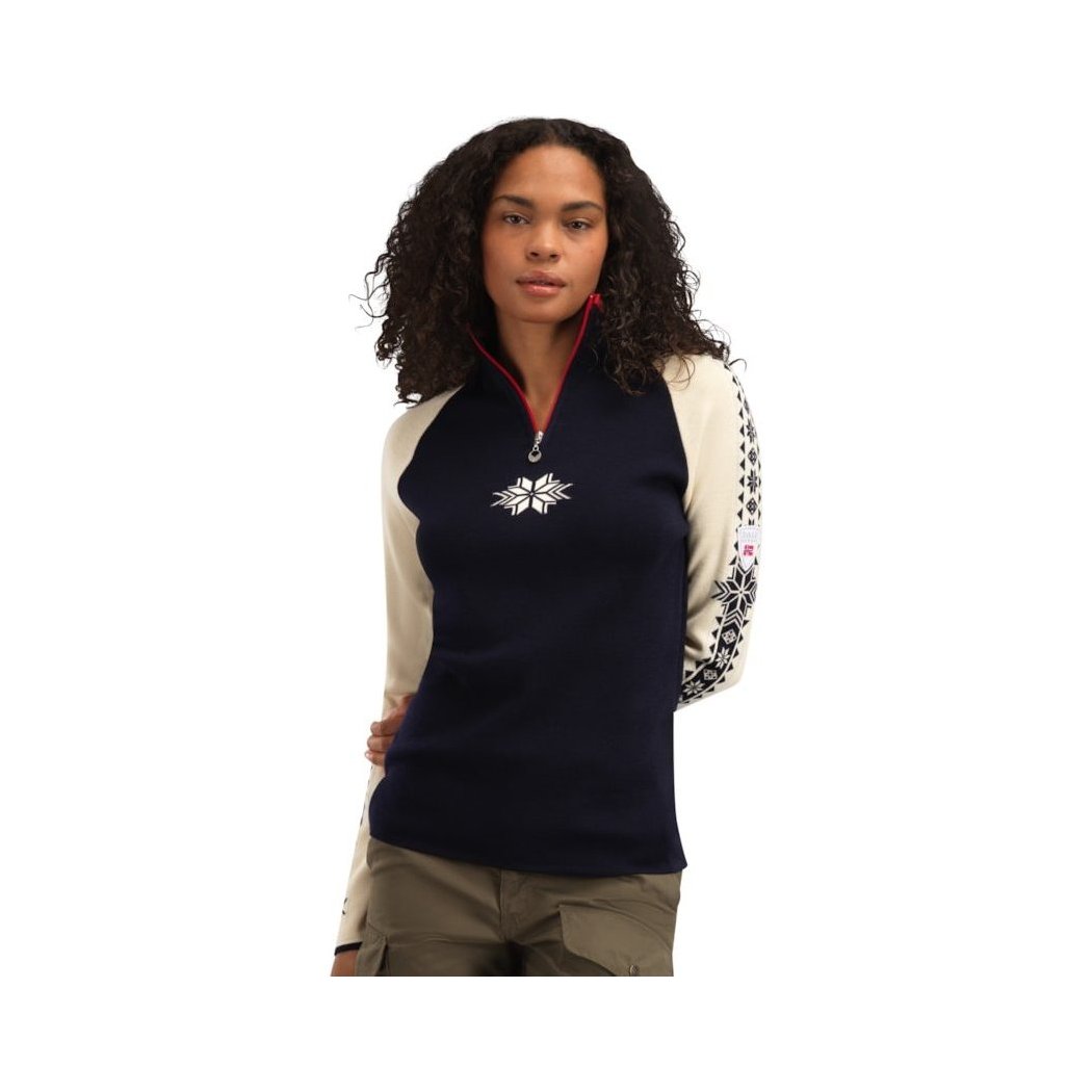 Dale Of Norway Geilo Fem Sweater-SAMPLE-Women's - Clothing - Baselayer-NvyOffWhtRaspbe-M-Appalachian Outfitters