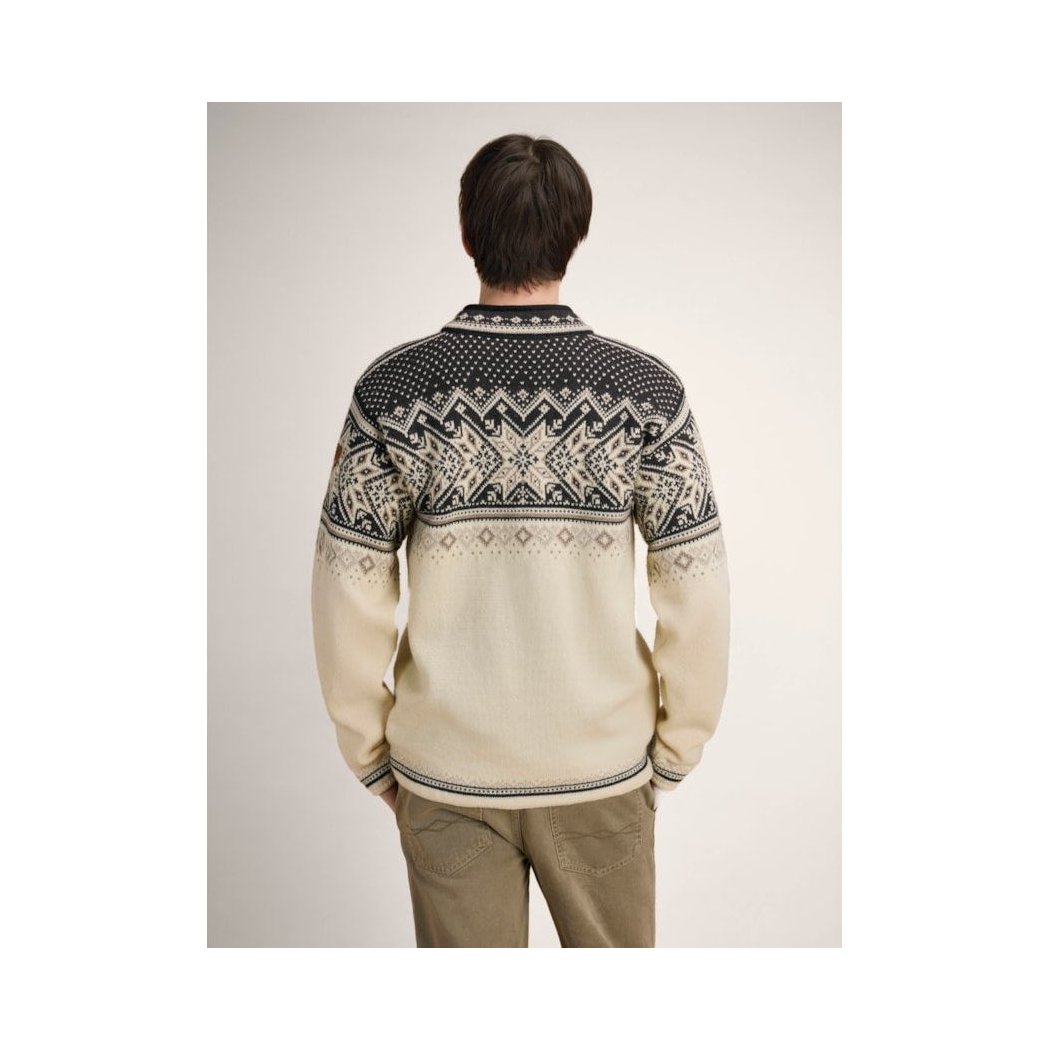 Back view of the Dale Of Norway Vail Masc Sweater-SAMPLE on a model wearing khaki pants against a plain background.