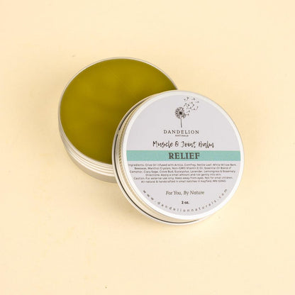 Dandelion Naturals Relief Muscle and Joint Balm-Camping - First Aid - Skin Care-Dandelion Naturals-Appalachian Outfitters