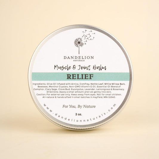 Dandelion Naturals Relief Muscle and Joint Balm-Camping - First Aid - Skin Care-Dandelion Naturals-Appalachian Outfitters