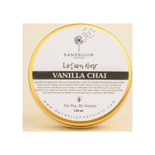 Dandelion Naturals Vanilla Chai Tallow Lotion Bar-Camping - First Aid - Skin Care-Appalachian Outfitters