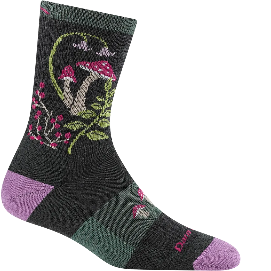 Darn Tough Women's Mellow Mushrooms Micro Crew Lightweight Hiking Socks-Accessories - Socks - Women's-Darn Tough-Charcoal-M-Appalachian Outfitters