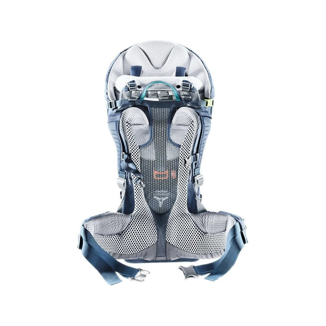 Back view of the Deuter Kid Comfort Pro in Midnight showing the padded mesh back panel and adjustable straps.