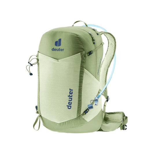 Front view of the Deuter Speed Lite Pro 25 - Hydro in Black showing the hydration tube and mesh shoulder straps against a white background.