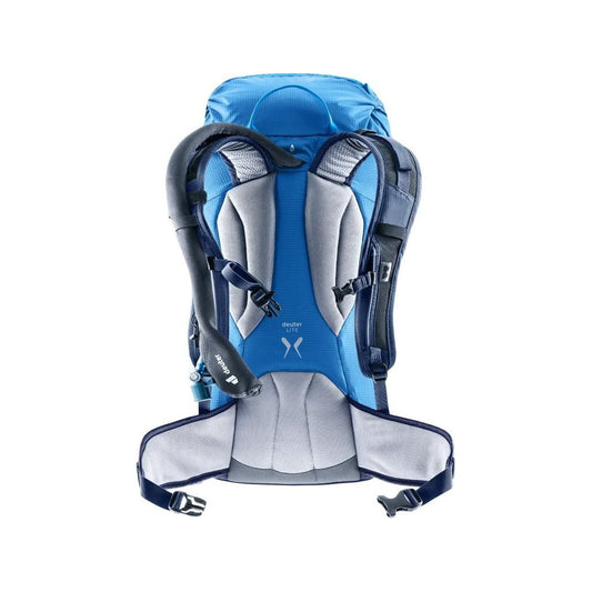 Back view of the Deuter Streamer Tube Insulator in Black showing padded shoulder straps and a white background.