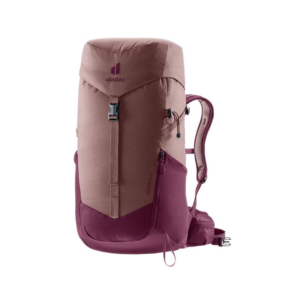 Front view of the Deuter Telatie 24 SL in Ashrose Cassis showing the buckle and straps against a white background.