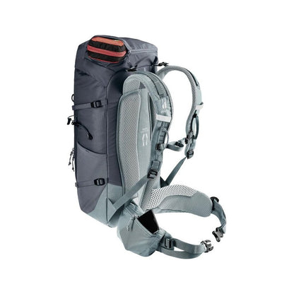 Side view of the Deuter Trail 30 in Black Shale showing padded shoulder straps and a white background.