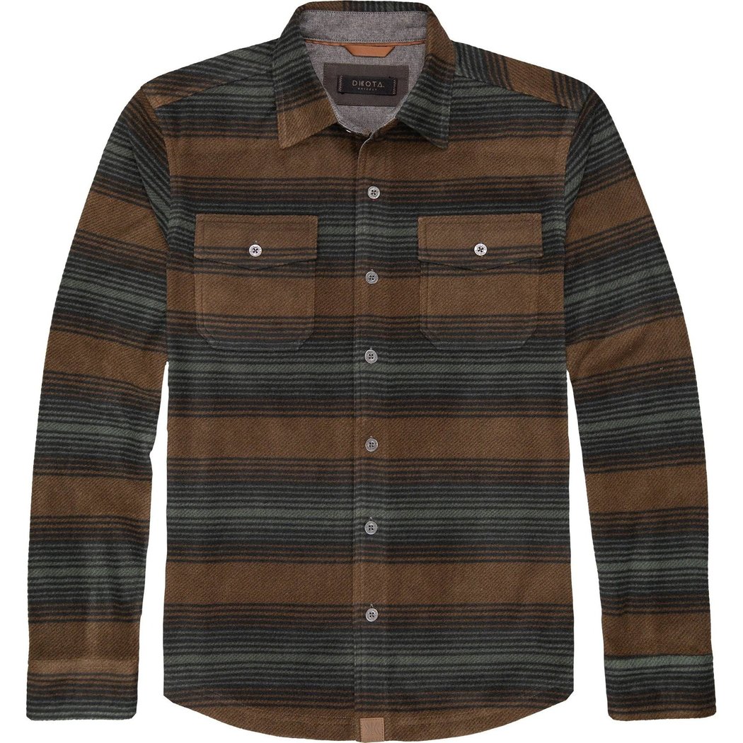 Front view of the Dkota Grizzly Men's Bowie in Rustwood showing the buttoned front and chest pockets.