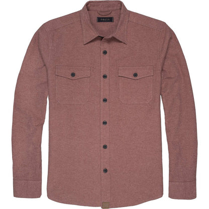 Front view of the Dkota Grizzly Men's Major in Ash Bark showing two chest pockets and a button-down collar.