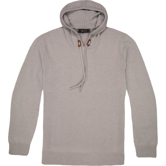 Front view of the Dkota Grizzly Men's Oliver in Granite Ridge with a drawstring hood and brown toggle closures.