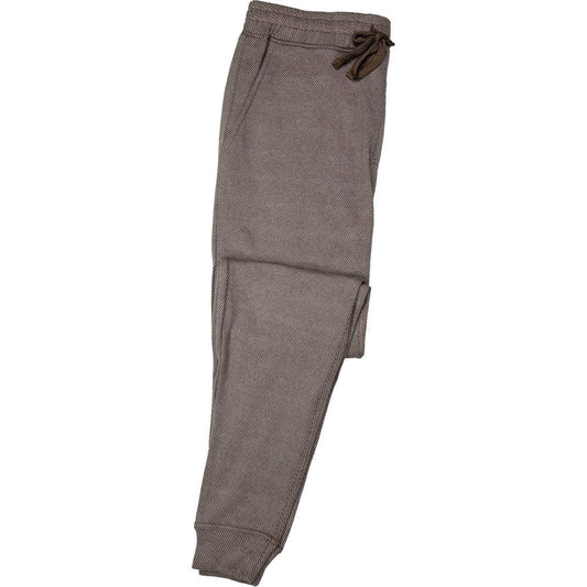 Front view of the Dkota Grizzly Men's Vincent in Walnut Wood showing the drawstring waist and cuffed ankles against a white background.