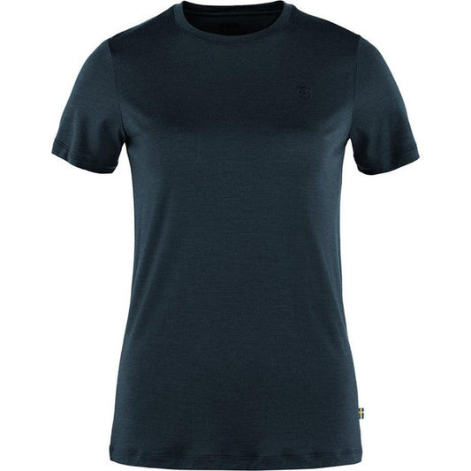 Fjallraven Women's Abisko Wool Short Sleeve-Women's - Clothing - Tops-Fjallraven-Dark Navy-S-Appalachian Outfitters