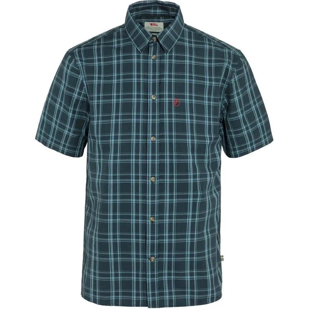 Fjallraven Men's Övik  Lite Short Sleeve Shirt-Men's - Clothing - Tops-Dark Navy-Dawn Blue-M-Appalachian Outfitters