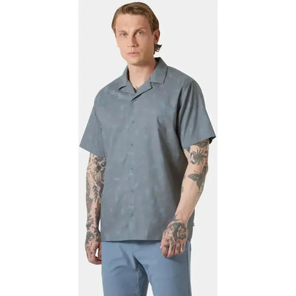 Helly Hansen Men's Holmen Short Sleeve Shirt-Men's - Clothing - Tops-Helly Hansen-Washed Navy/Pine Needle-M-Appalachian Outfitters