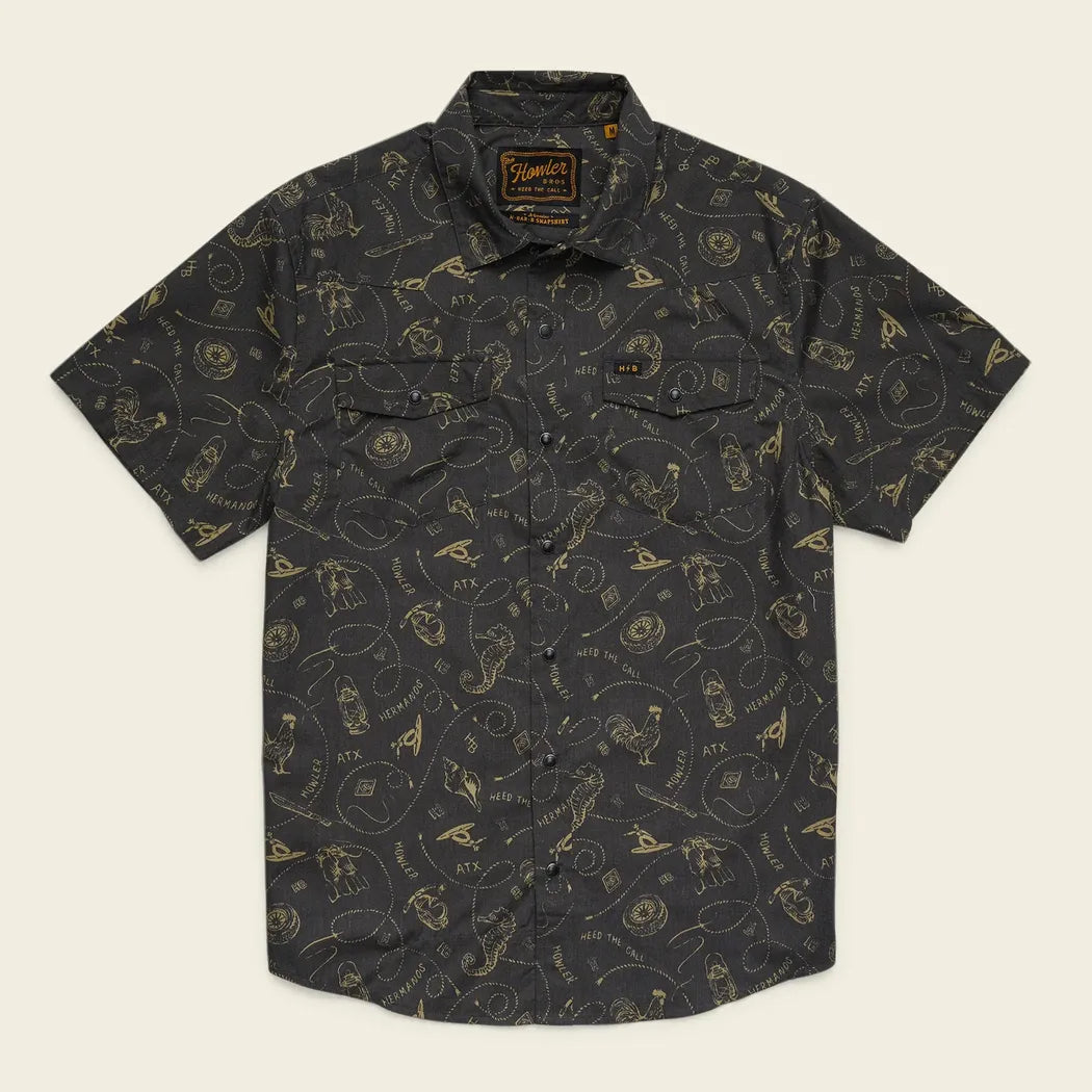 Howler Brothers Men's H Bar B Snapshirt-Men's - Clothing - Tops-Howler Brothers-Sea Rodeo: Antique Black-M-Appalachian Outfitters
