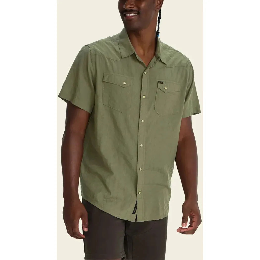 Howler Brothers Men's H Bar B Snapshirt - Eyelet Stripe-Men's - Clothing - Tops-Howler Brothers-Cadet-M-Appalachian Outfitters