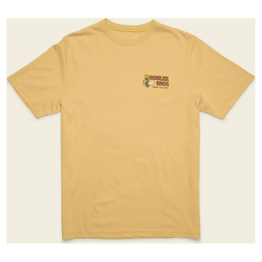 Front view of the Howler Brothers Men's Cotton T in El Monito Surf- Rattan with a small logo on the chest against a light background.