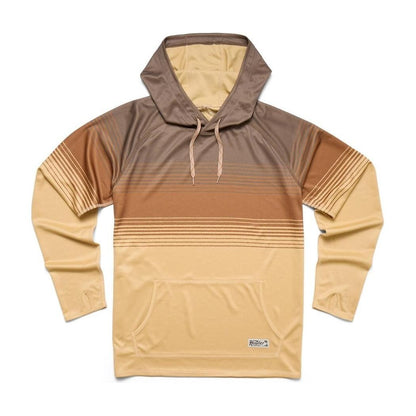 A front view of the Howler Brothers Men's Loggerhead Hoodie in Meridians Plains with a hood and drawstrings against a white background.