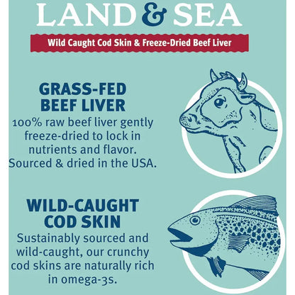 Icelandic+ Land & Sea Cod Skin & Freeze-Dried Beef Liver Treats for Dogs | 2.4 oz-Pets - Treats-Icelandic+-Appalachian Outfitters