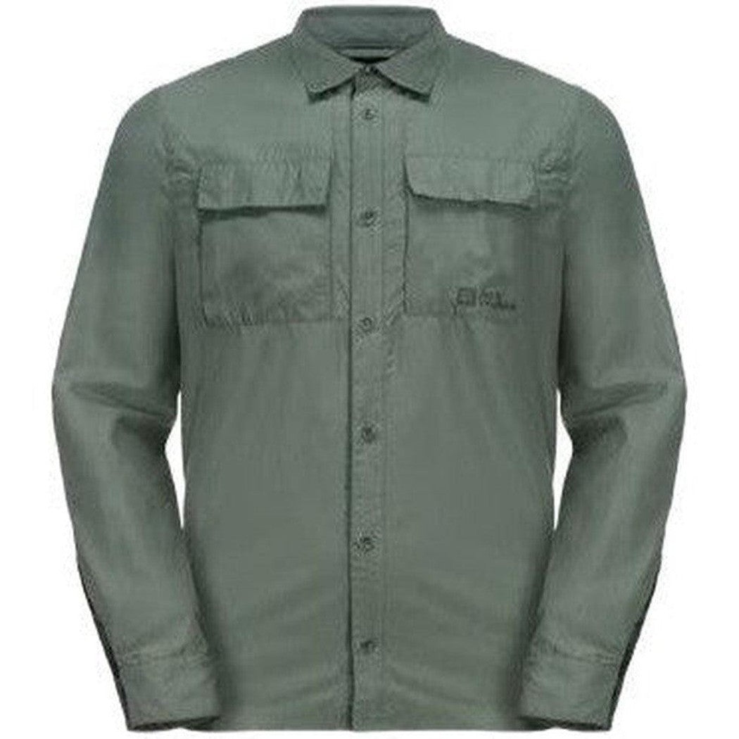 Jack Wolfskin Men's Barrier Long Sleeve Shirt-Men's - Clothing - Tops-Jack Wolfskin-Hedge Green-M-Appalachian Outfitters