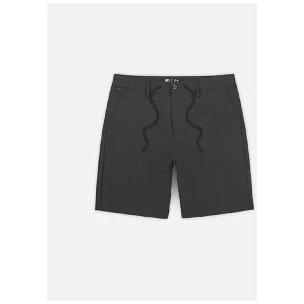Black Sand Jetty Men's Acadia Versatility Shorts shown from front with drawstring and pockets against a plain white background.