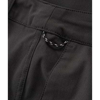 Close-up of the Jetty Men's Acadia Versatility Short in Black Sand showing the drawcord loop on the waistband.