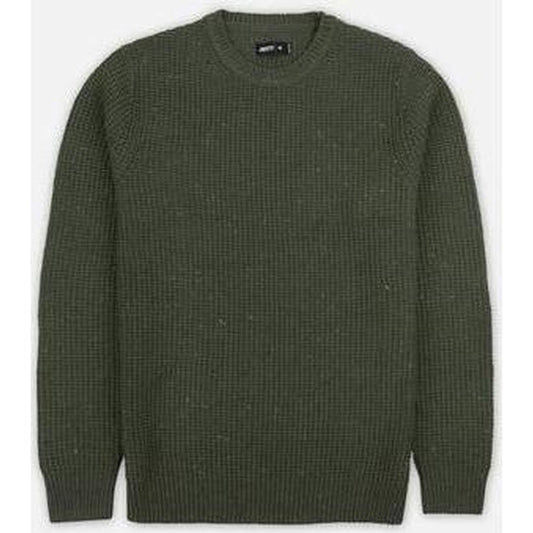 Olive Jetty Men's Paragon Sweater shown from front with crew neck and long sleeves against a plain white background.