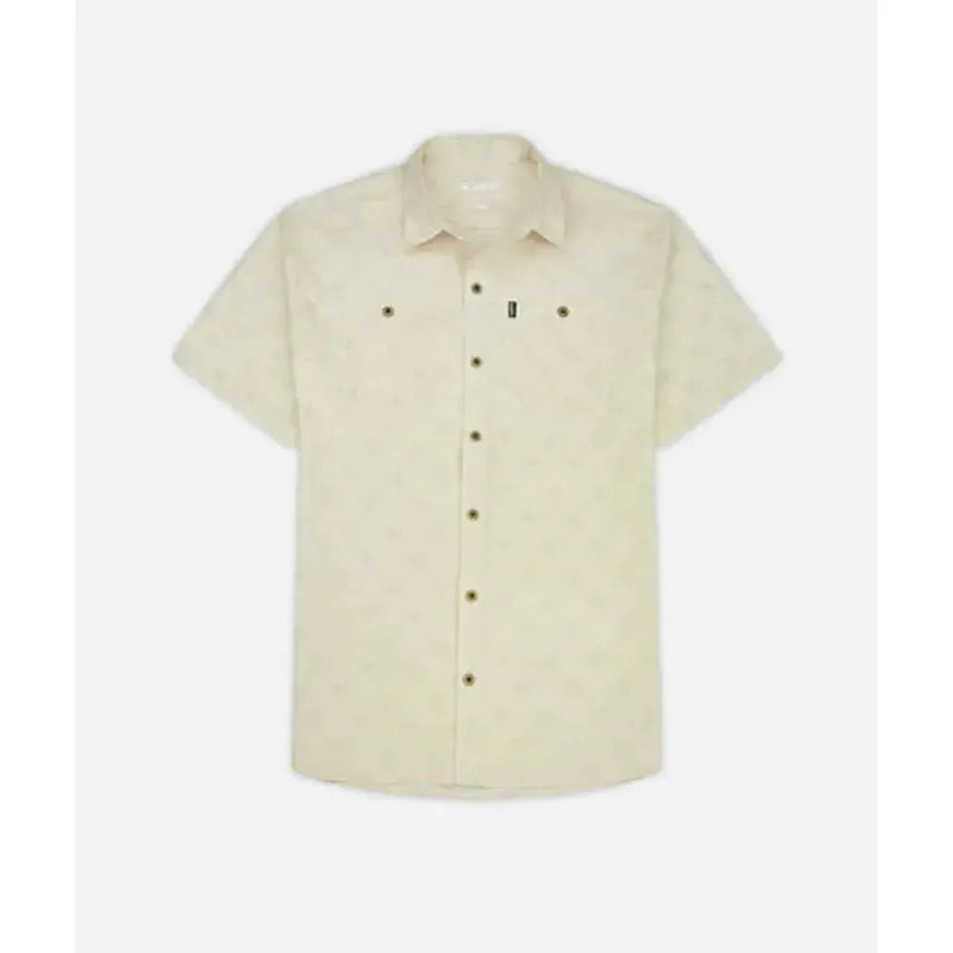 Navy Jetty Men's Seabrite Cotton Shirt front view on white background.