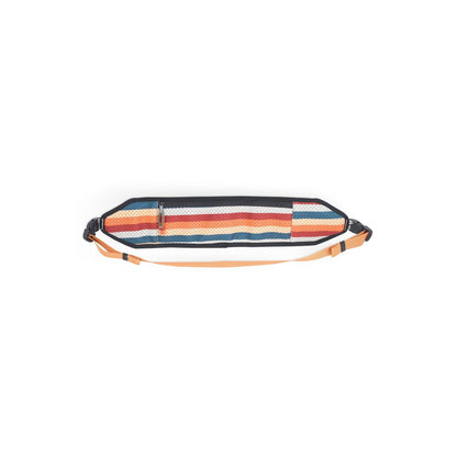 Front view of the Kavu Beer Buddy in Park Lines with a tan strap against a white background.