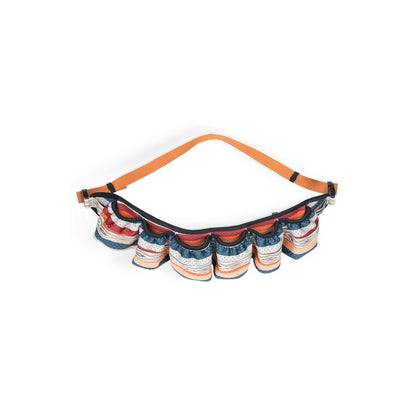 Front view of the Kavu Beer Buddy in Park Lines with an orange strap against a white background.