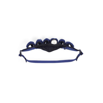 Top view of the Kavu Beer Buddy in Park Lines showing the adjustable strap and padded back against a white background.