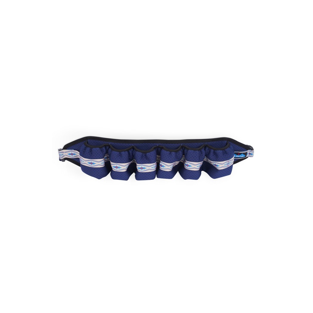 Front view of the Kavu Beer Buddy in Park Lines with six pockets against a white background.