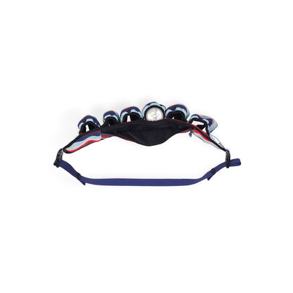 Top view of the Kavu Beer Buddy in Park Lines showing the adjustable strap and insulated pocket against a white background.