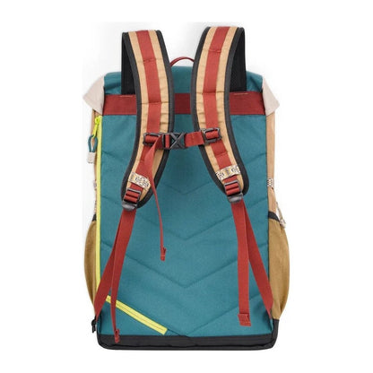 Back view of the Kavu Timaru daypack in Forest Pass showing the padded shoulder straps and quilted back panel against a white background.