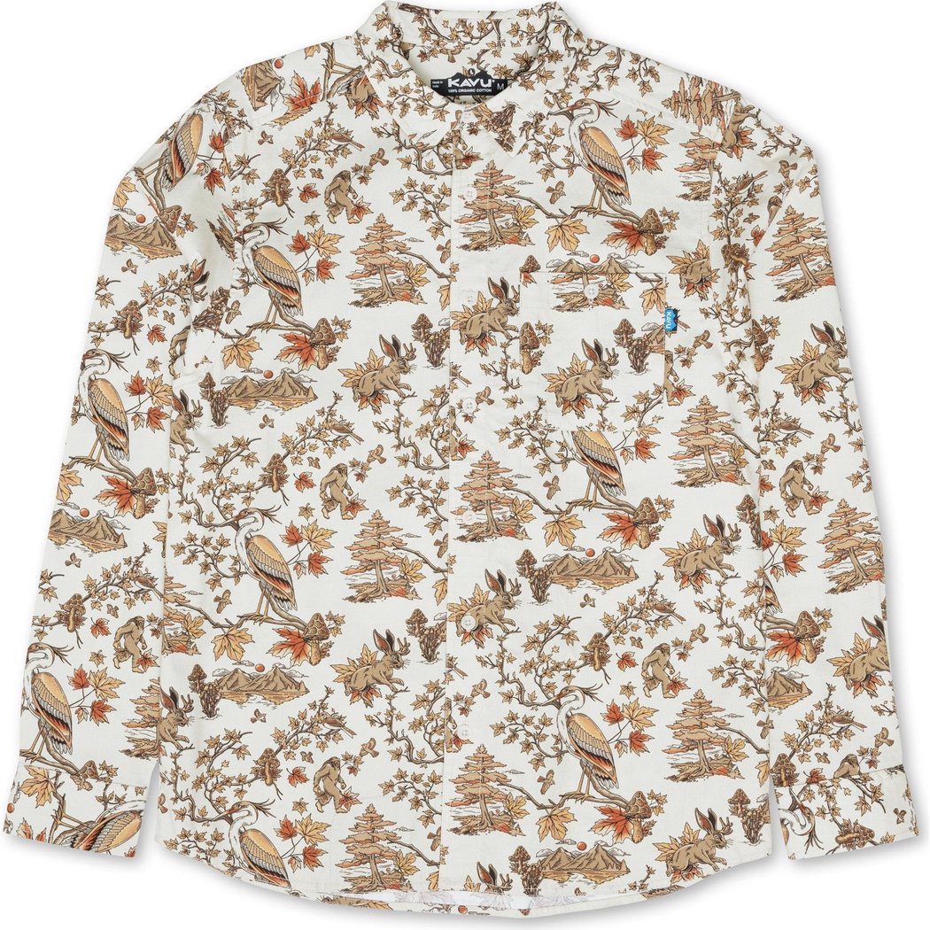 Front view of the Kavu Westerly in Faraway Forest showing the bird and tree print against a white background.