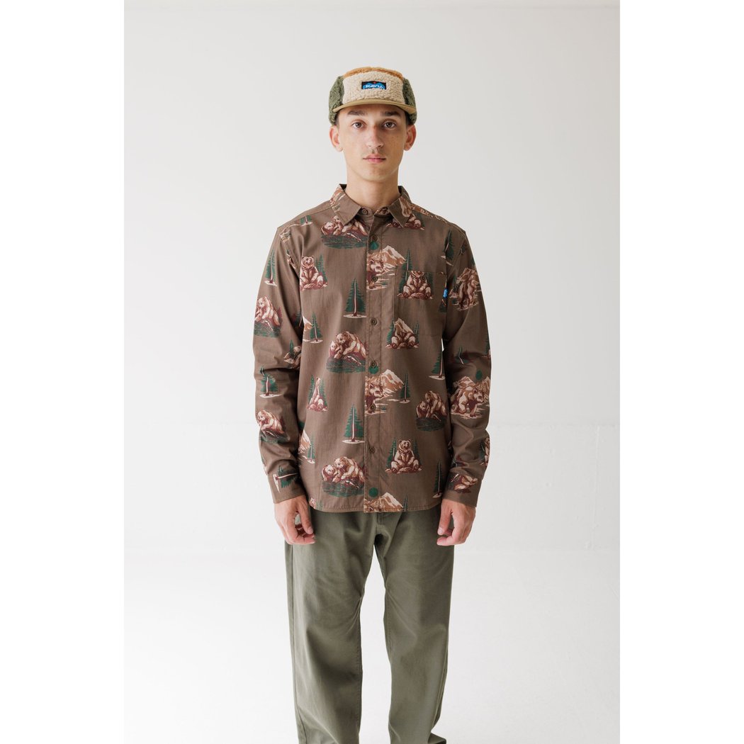 Front view of the Kavu Westerly in Faraway Forest on a model against a white background.