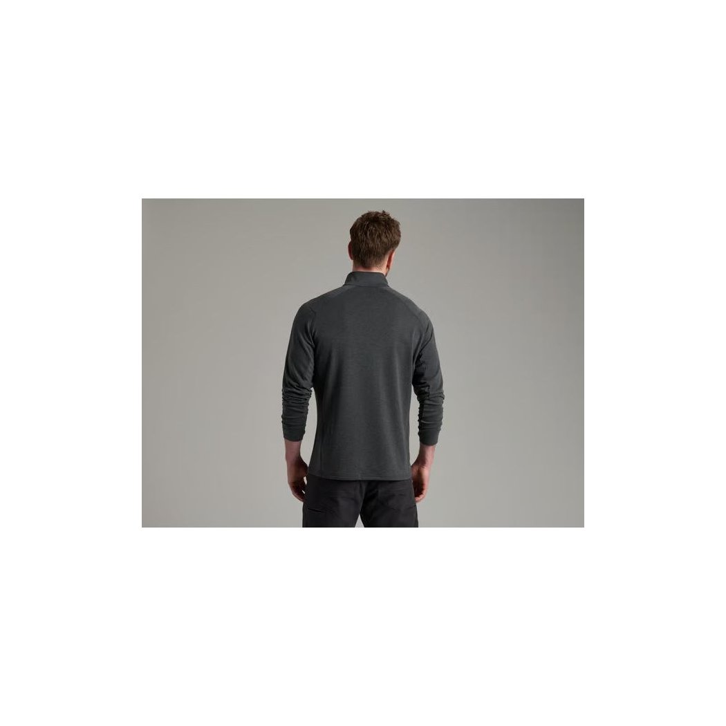 Back view of the Kuhl Mens Influx 1/4 Zip in Carbon on a model against a gray background.