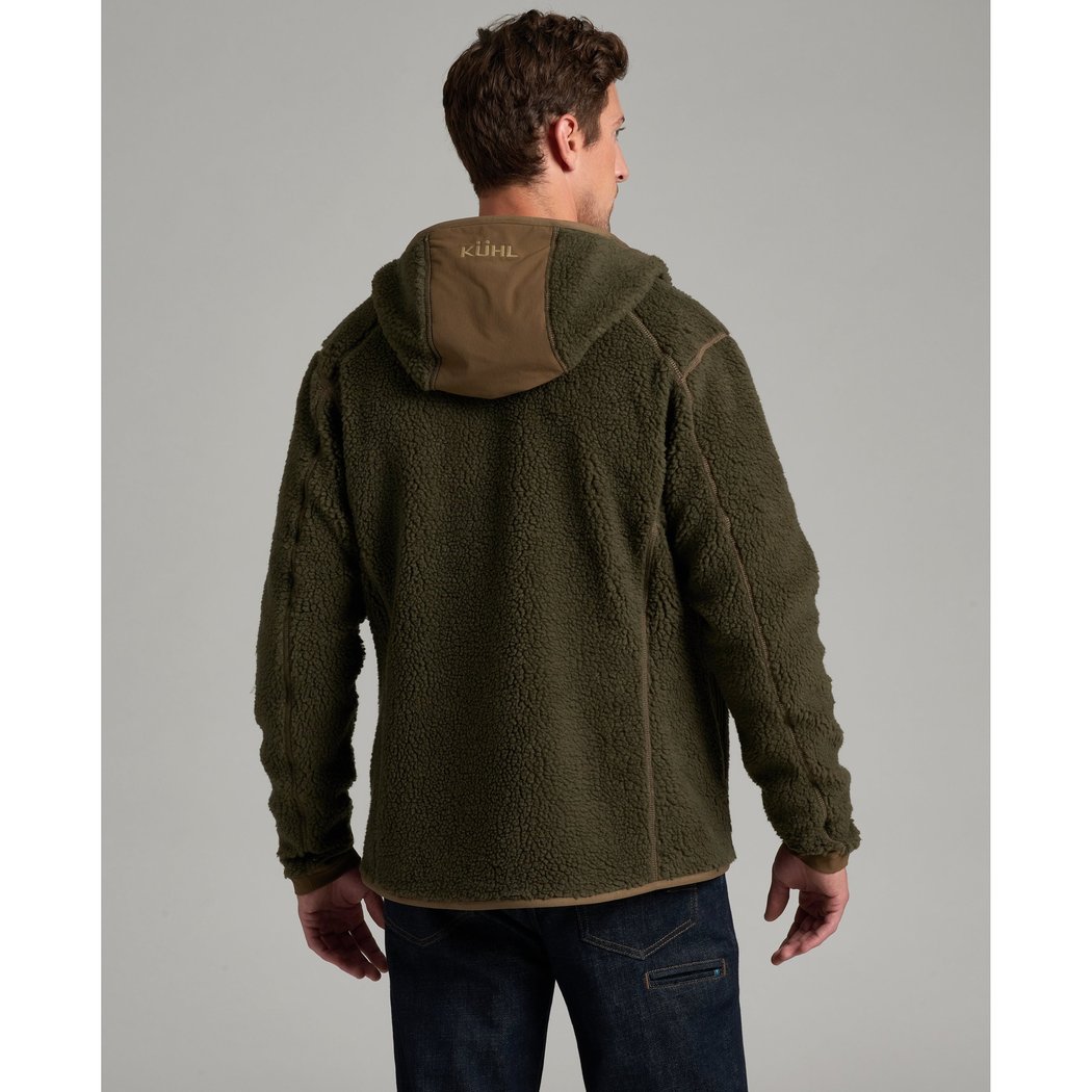 Back view of the Kuhl Skapegoat™ Hoody in Kanteen on a man wearing dark jeans against a gray background.
