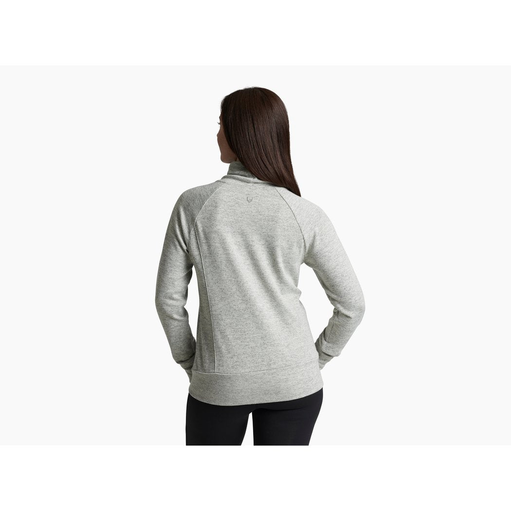 Back view of the Kuhl Women's Elia Pullover in Coffee with a model wearing it against a white background.