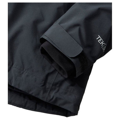 A close-up of the L.L.Bean Men's Waterproof Primaloft Packaway Jacket in Black showing the cuff and TEK logo.