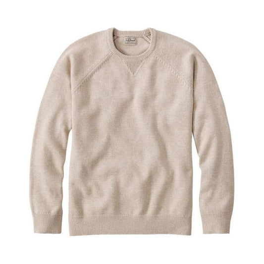 L.L.Bean Men's Wicked Soft Cotton Cashmere Crew-Men's - Clothing - Tops-New Khaki-M-Appalachian Outfitters