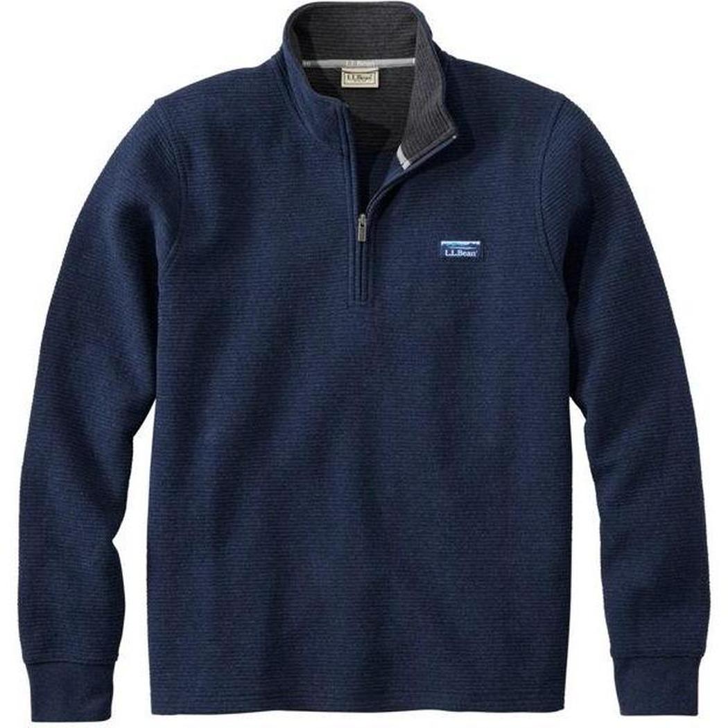 L.L.Bean Men's Lakewashed Double-Knit Quarter-Zip Long Sleeve-Men's - Clothing - Tops-L.L.Bean-Classic Navy Heather-M-Appalachian Outfitters