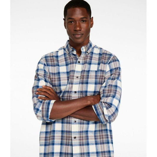L.L.Bean Men's Long Sleeve Scotch Plaid Flannel Shirt-Men's - Clothing - Tops-L.L.Bean-Indigo Tartan-M-Appalachian Outfitters
