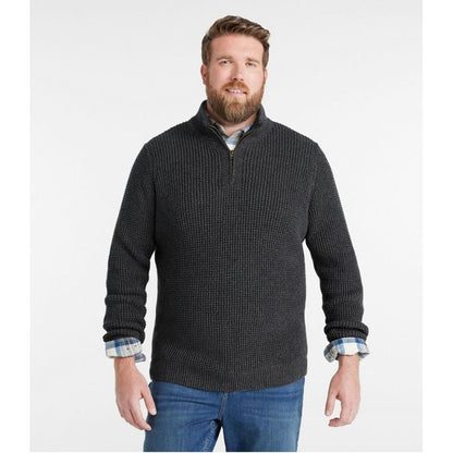 L.L.Bean Men's Organic Cotton Waffle Quarter Zip Sweater-Men's - Clothing - Tops-L.L.Bean-Appalachian Outfitters