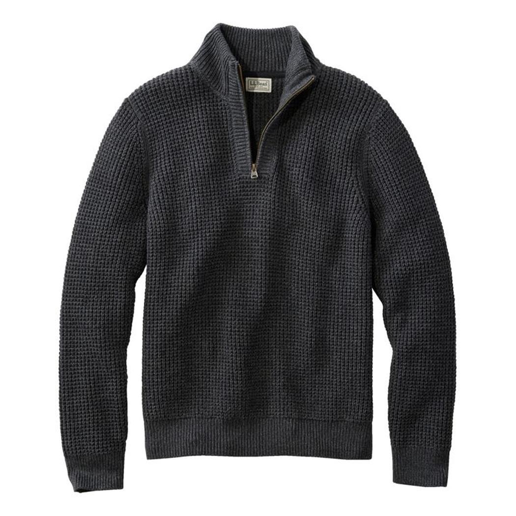 L.L.Bean Men's Organic Cotton Waffle Quarter Zip Sweater-Men's - Clothing - Tops-L.L.Bean-Appalachian Outfitters
