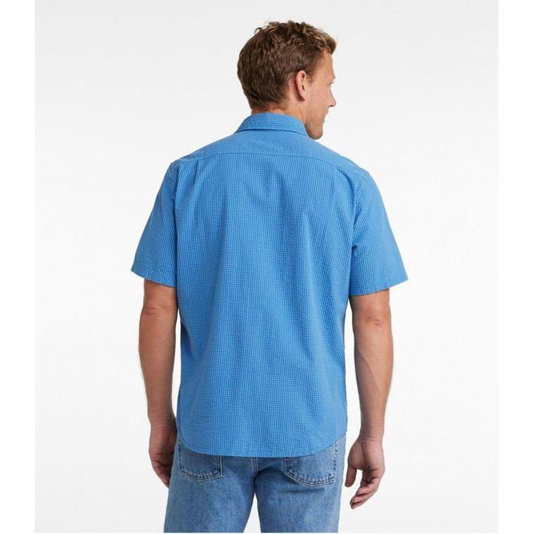 L.L.Bean Women's Organic Seersucker Shirt Short Sleeve Slightly Fitted Plaid-Women's - Clothing - Tops-L.L.Bean-Appalachian Outfitters
