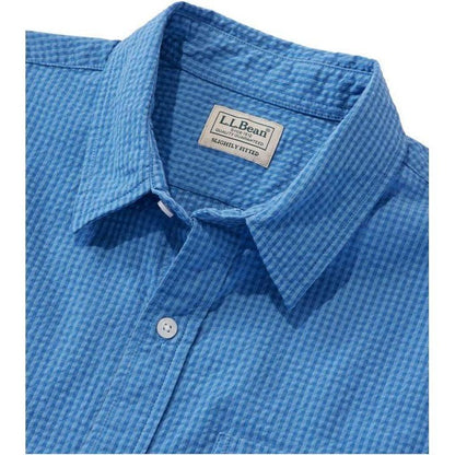 L.L.Bean Women's Organic Seersucker Shirt Short Sleeve Slightly Fitted Plaid-Women's - Clothing - Tops-L.L.Bean-Appalachian Outfitters
