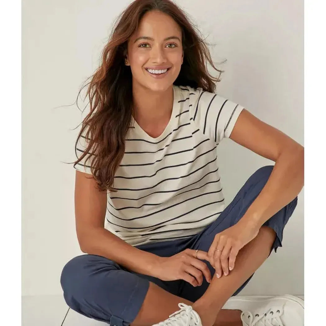 L.L.Bean Women's Soft Stretch Supima-Blend Tee, Crewneck Short-Sleeve Striped-Women's - Clothing - Tops-L.L.Bean-Appalachian Outfitters
