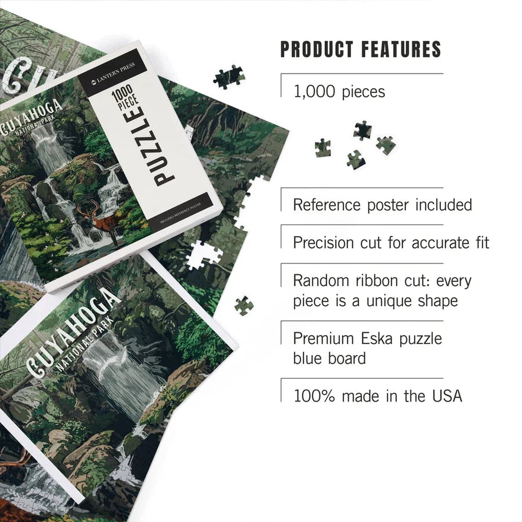 Lantern Press 1000 PIECE PUZZLE Cuyahoga Valley National Park Deer Falls-Accessories - Games-Lantern Press-Appalachian Outfitters